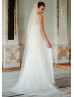 Halter Neck Ivory Embroidered Lace Chiffon Woodland Wedding Dress